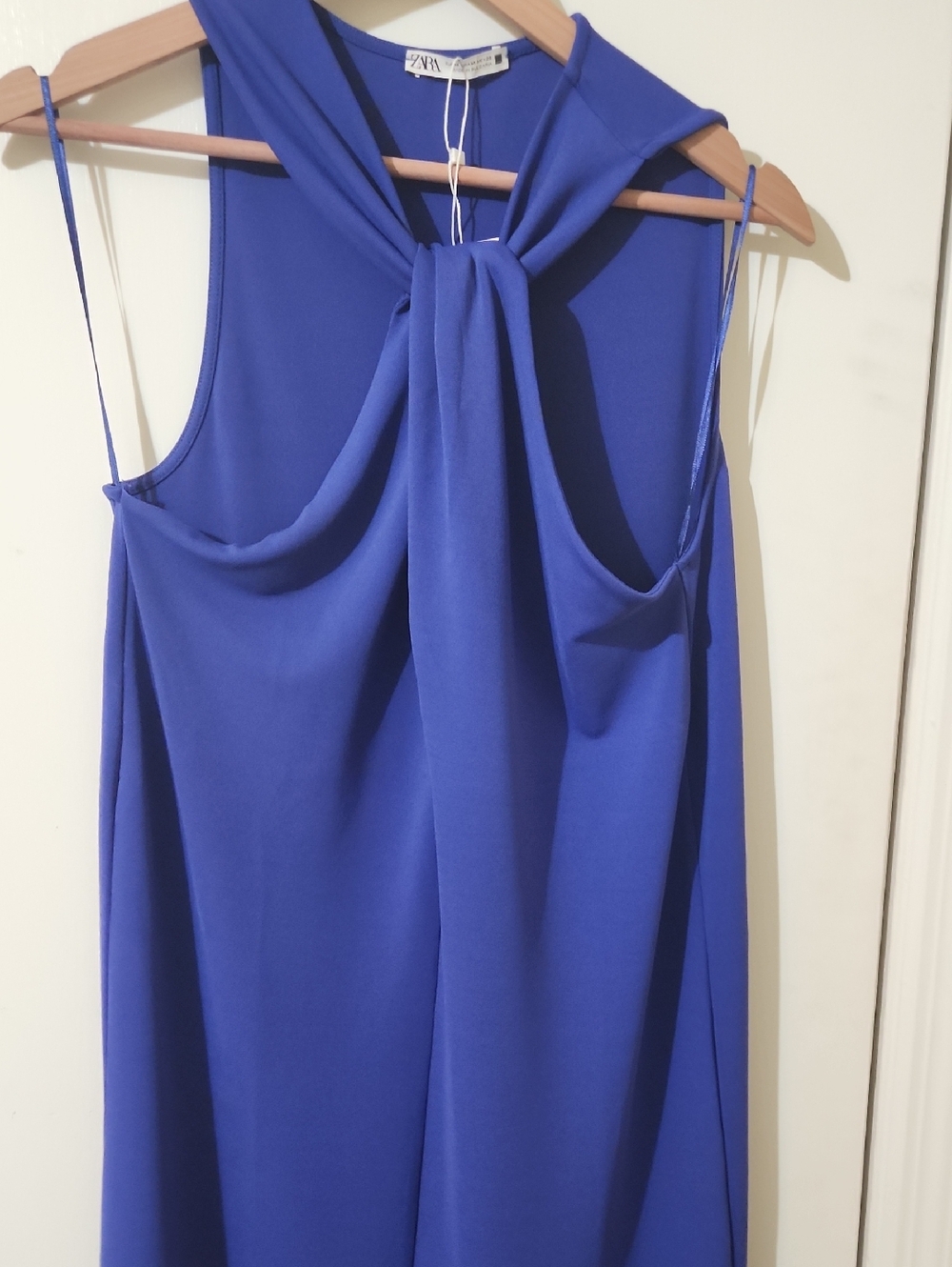 Zara Cobalt Blue Sleeveless Twist-Neck Dress